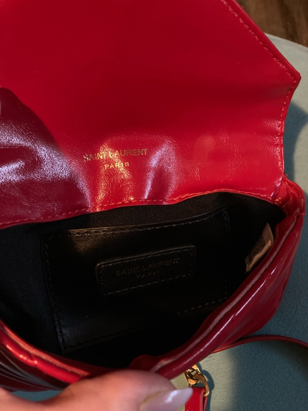 Saint Laurent Red Quilted Leather Crossbody with Gold Hardware - Picture 4 of 10